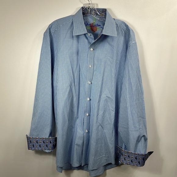 Robert Graham blue and white button-down dress shirt size XL